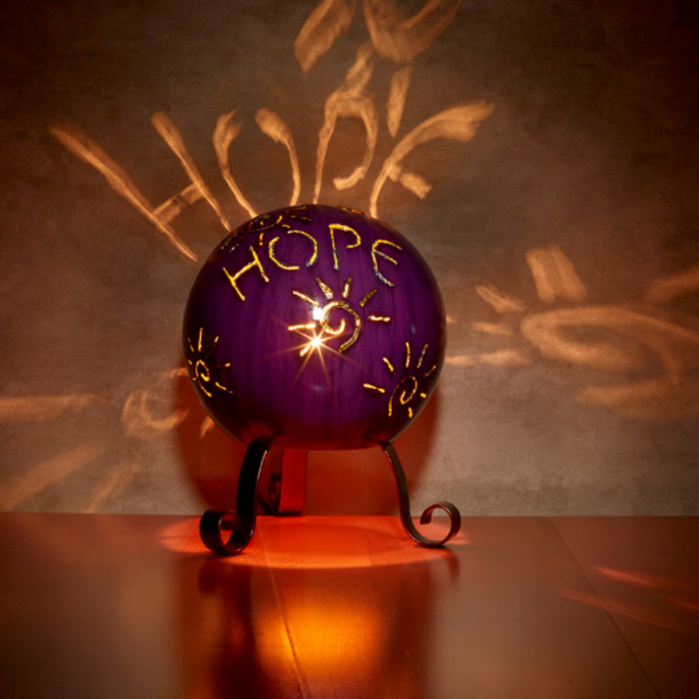 Metal Globe Electric Luminary with Sentiments Hope